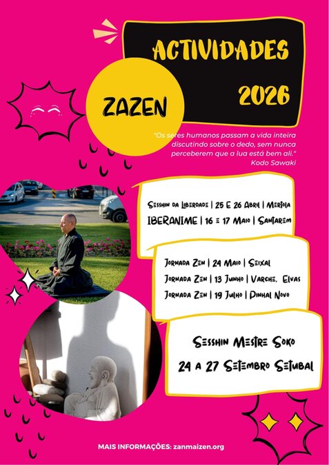 Calendário com datas assinaladas para retiros e eventos zen